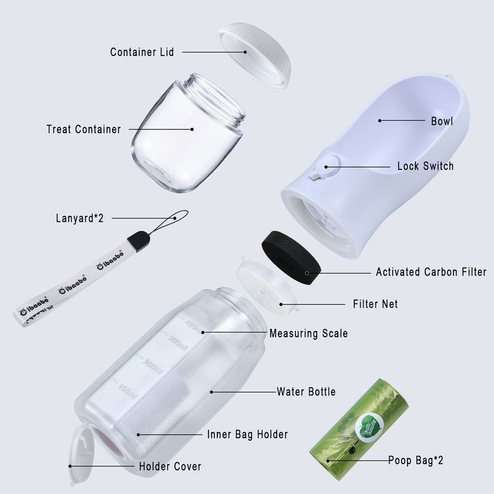Cibaabo bottle displays built-in poop bag holder for easy cleanup during walks.