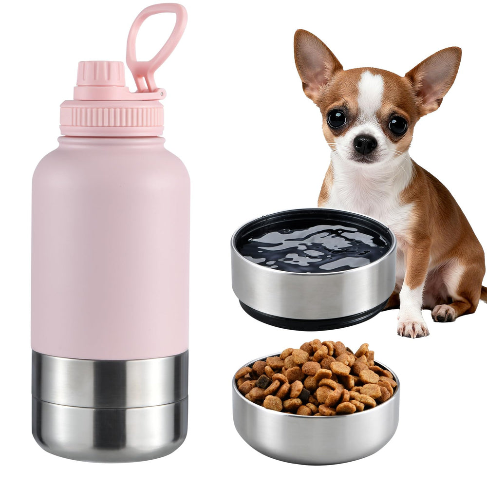 Cibaabo insulated dog water bottle with 32oz bowls keeps pets hydrated on walks