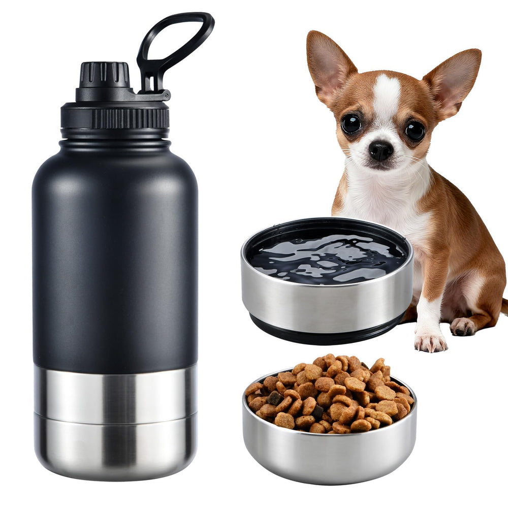 Cibaabo insulated dog water bottle 32oz cap keeps water cool on outdoor adventures.