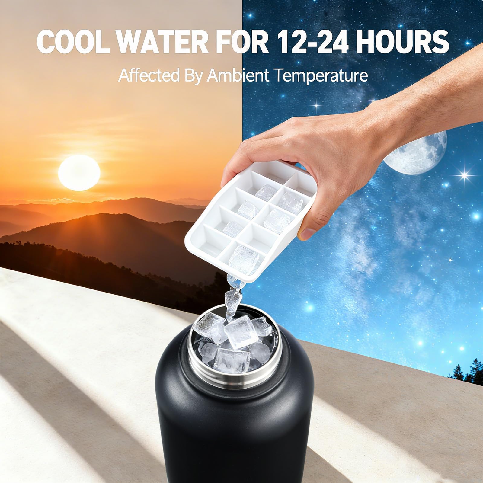 Cibaabo stainless steel double-wall bottle maintains refreshment during outdoor use