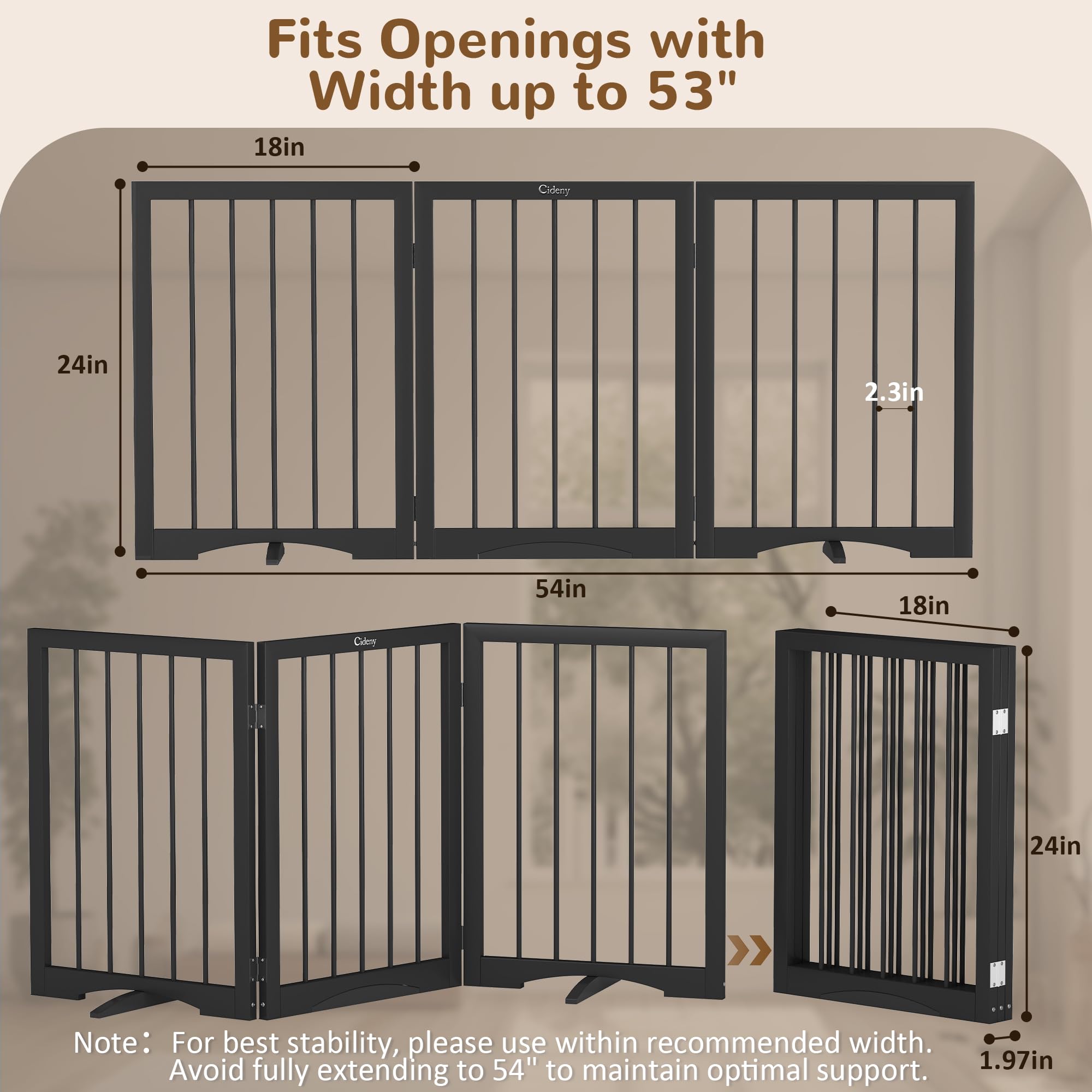 Cideny gate by stairs showing portable, easy-to-move design.
