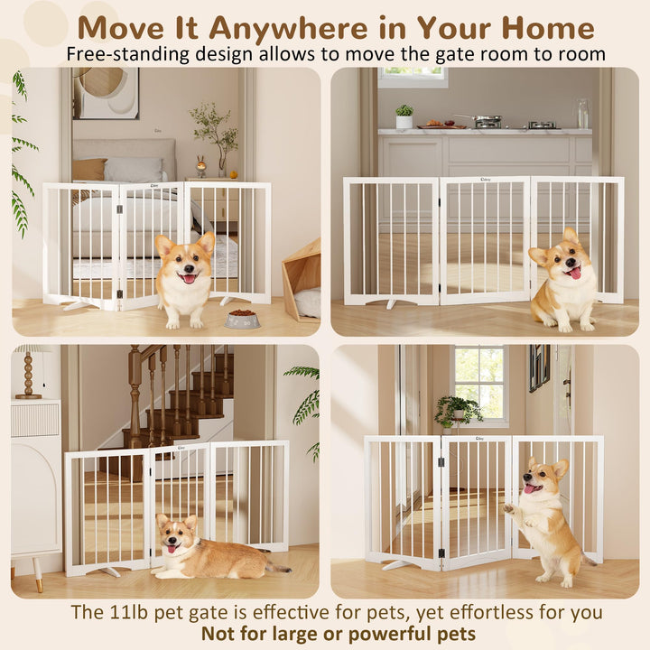 Cideny foldable dog gate in storage position, compact and space saving.
