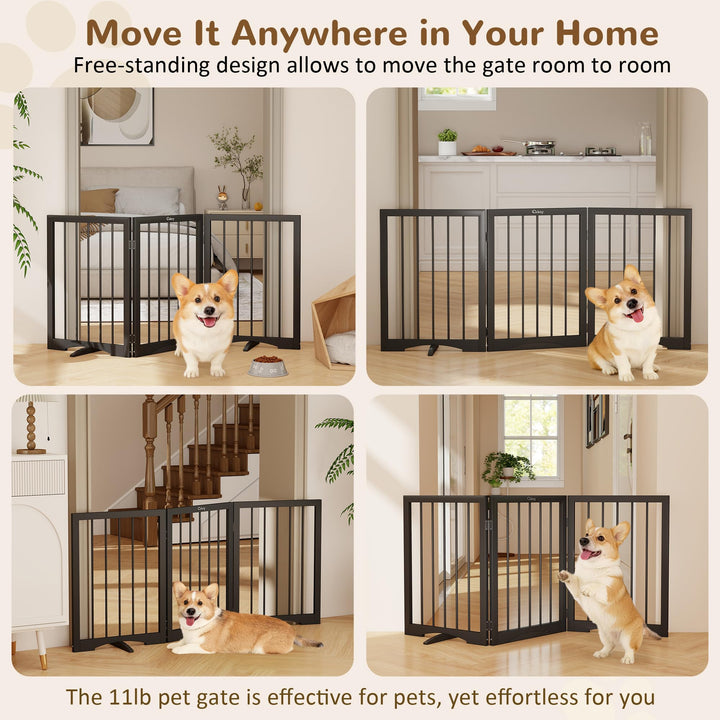 Cideny free standing dog gate folded for compact storage.