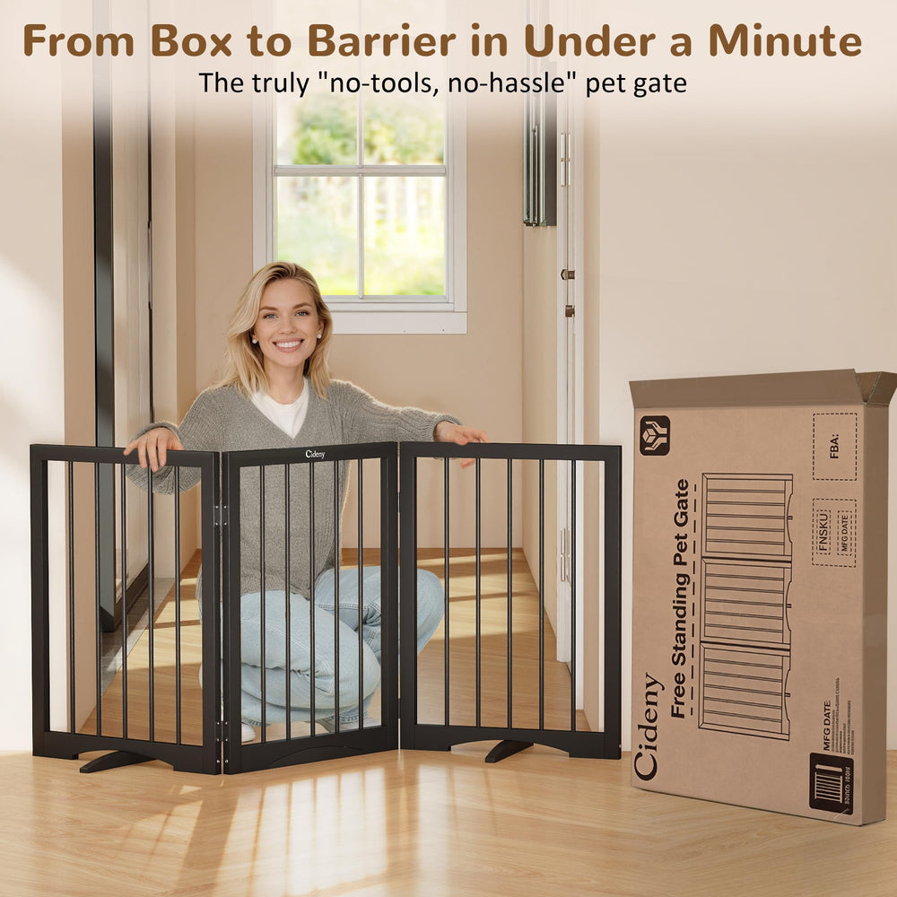 Cideny metal construction dog gate resistant to warping and scratching.