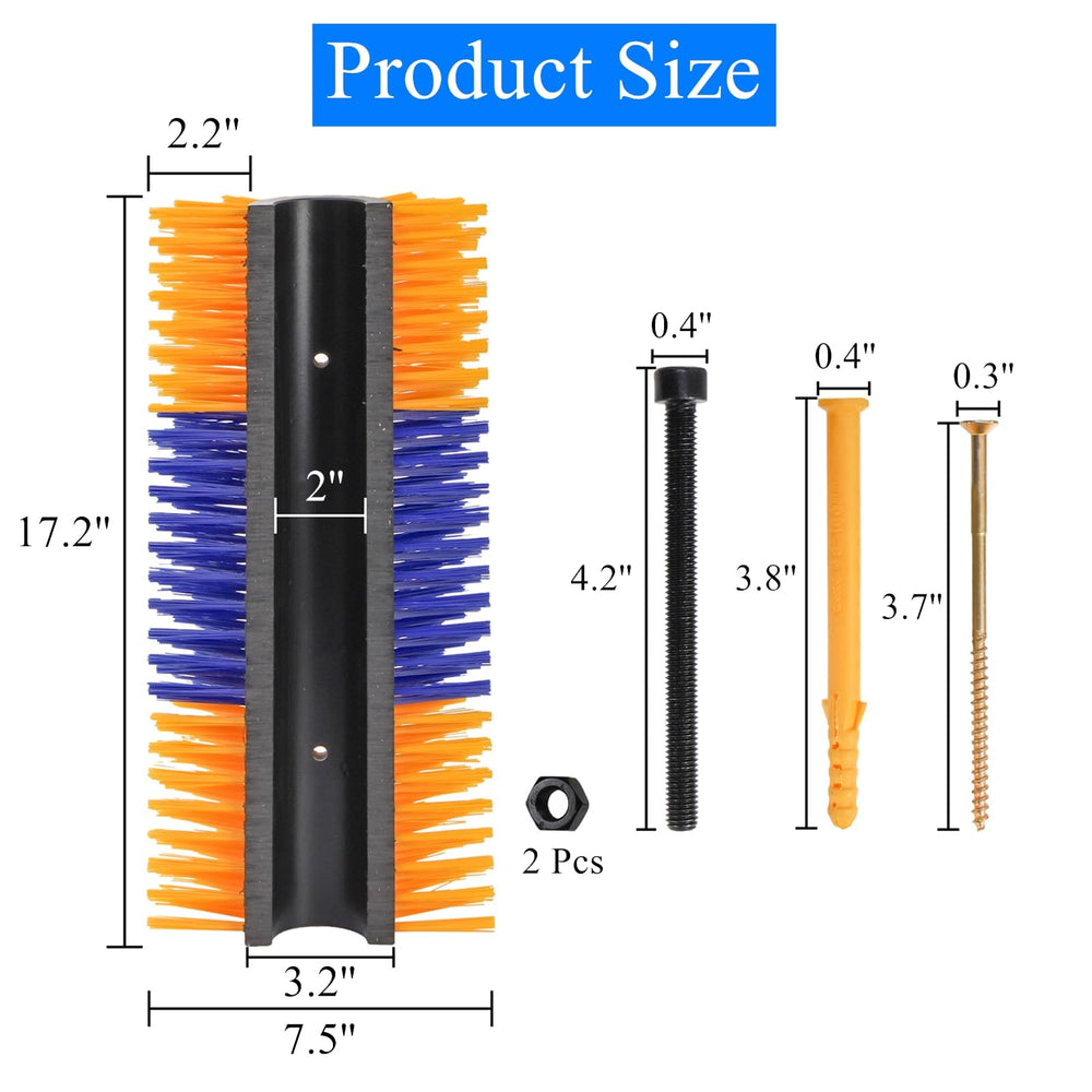 Cididu livestock scratch brush installation with four screws for secure mounting.