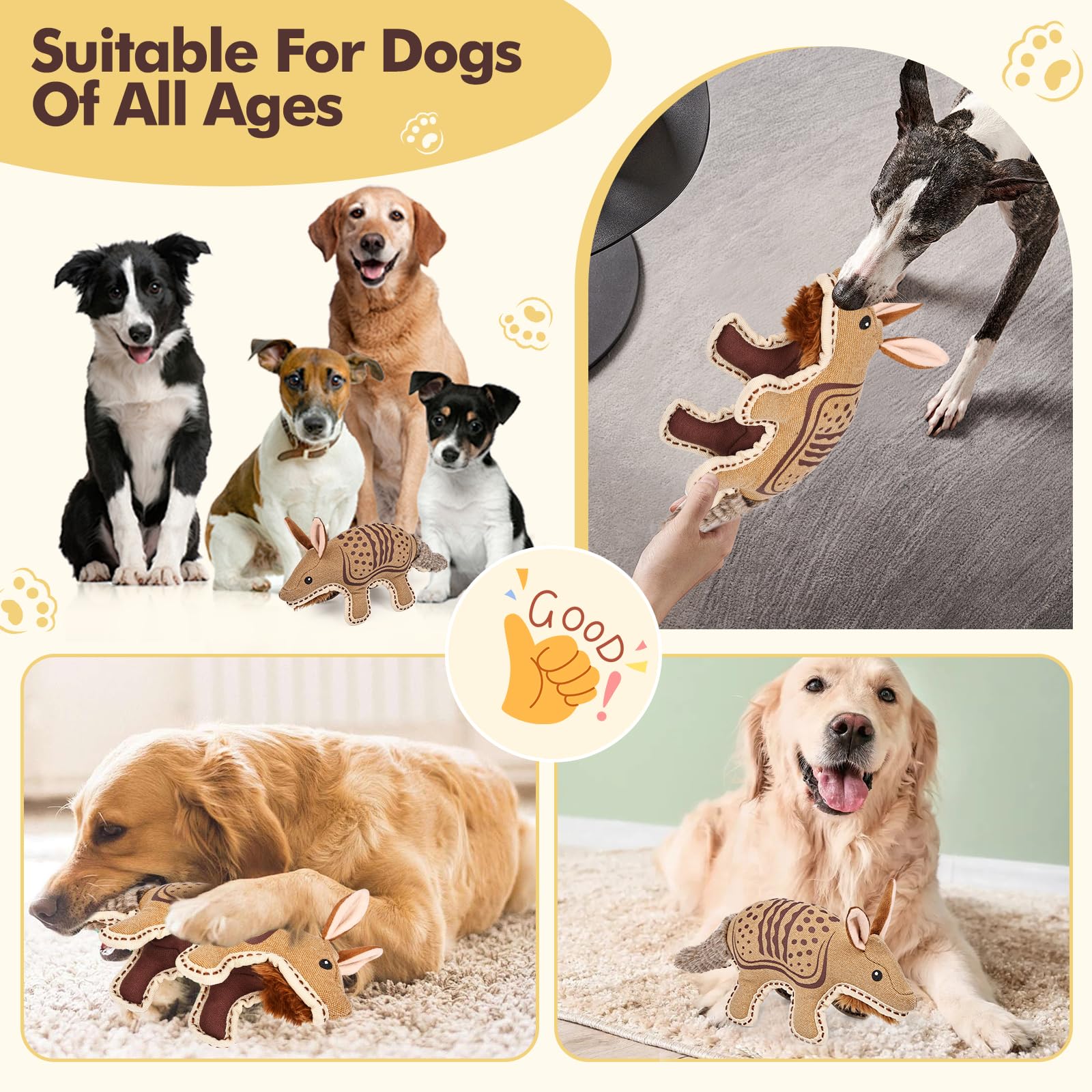 CIDIXCIDIX Armadillo toy teeth-cleaning benefit supports dental-friendly cleaning during fetch.