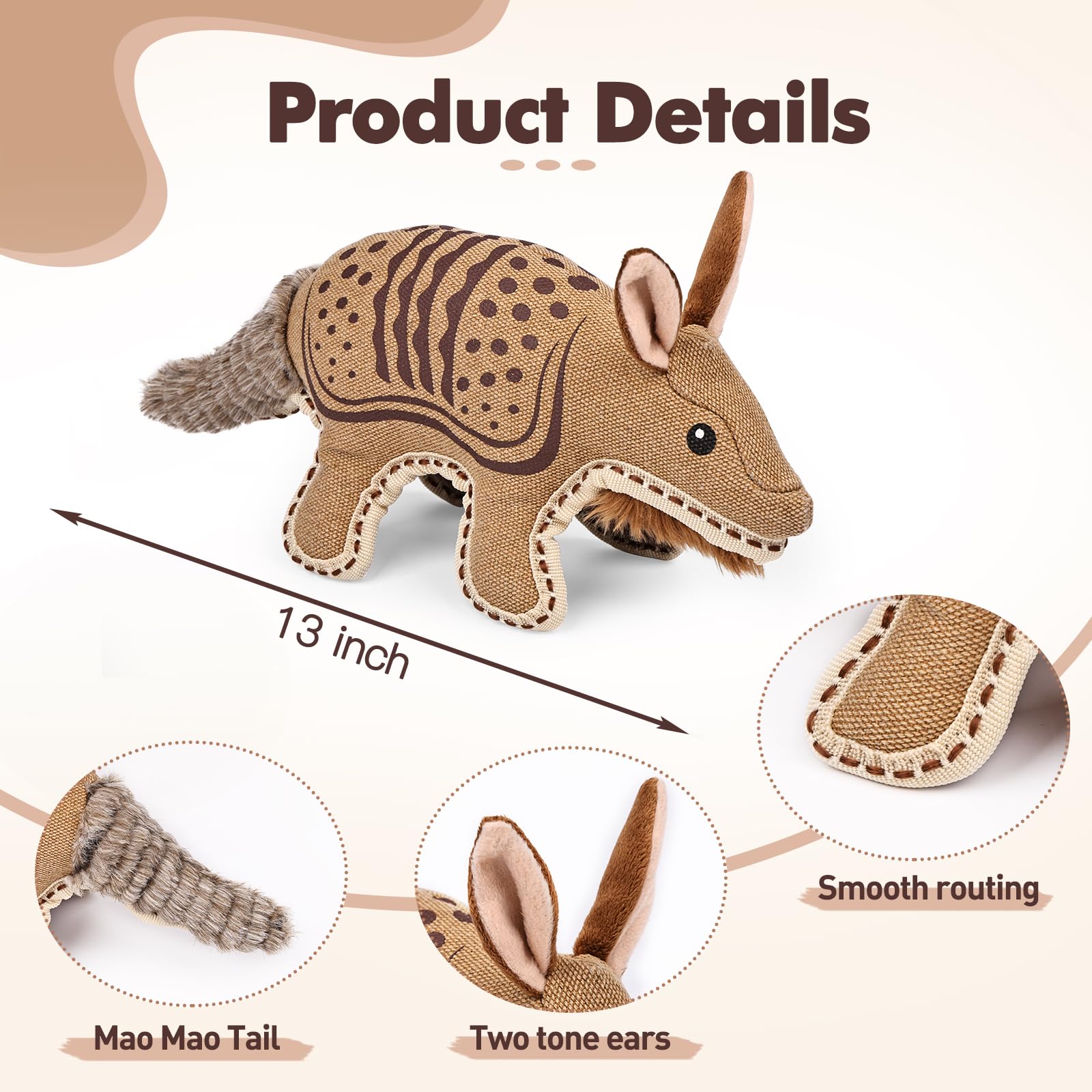 CIDIXCIDIX Armadillo toy tug action promotes interactive training and bonding.