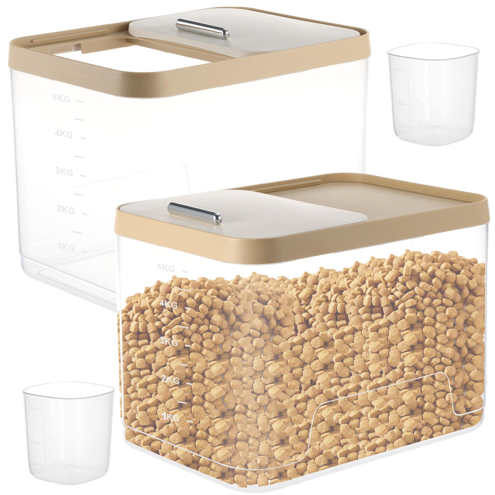 cieovo airtight dog food container 10lb clear front view shows visible contents for quick checks