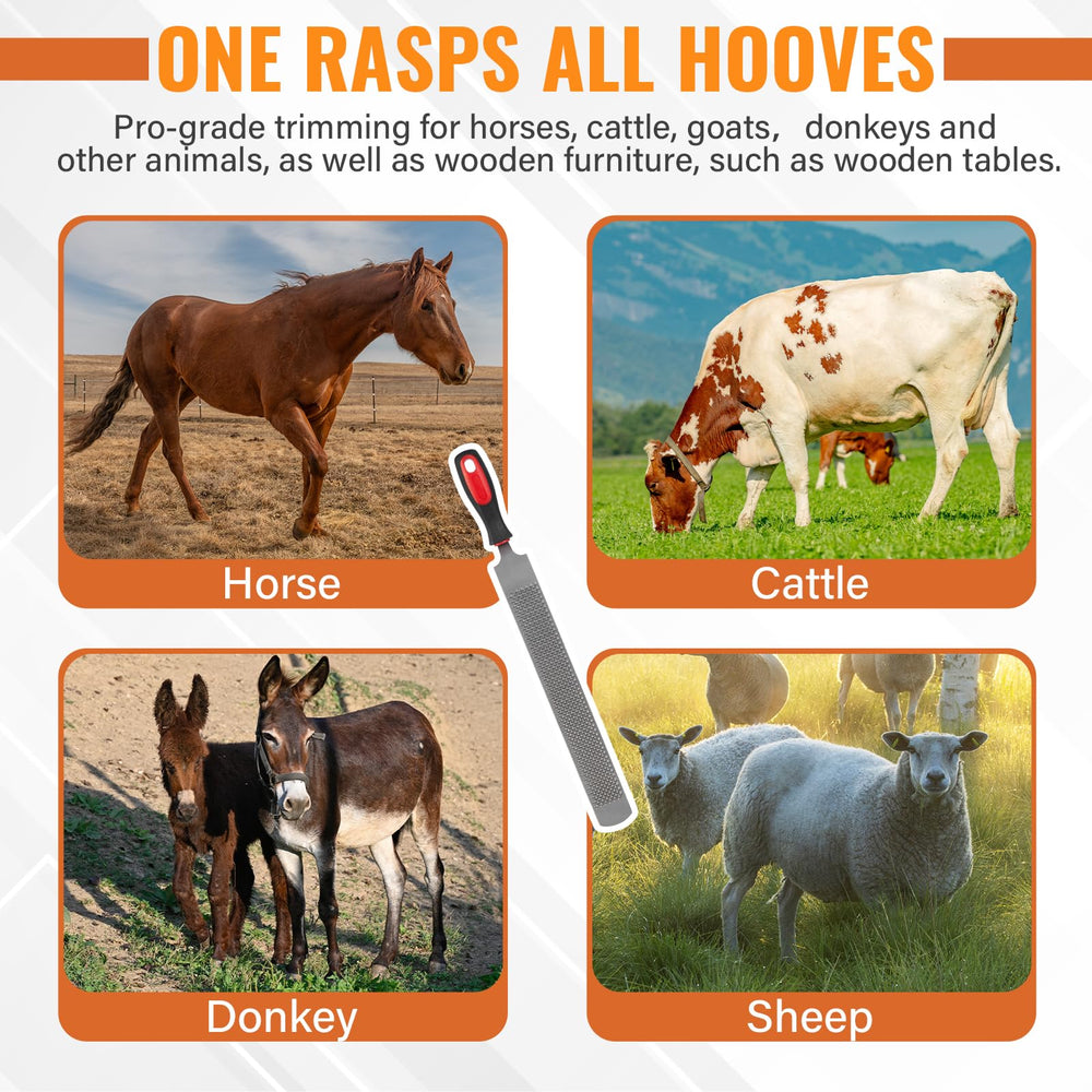 Ciltlurk hoof rasp doubles as a woodworking tool for shaping wood surfaces.