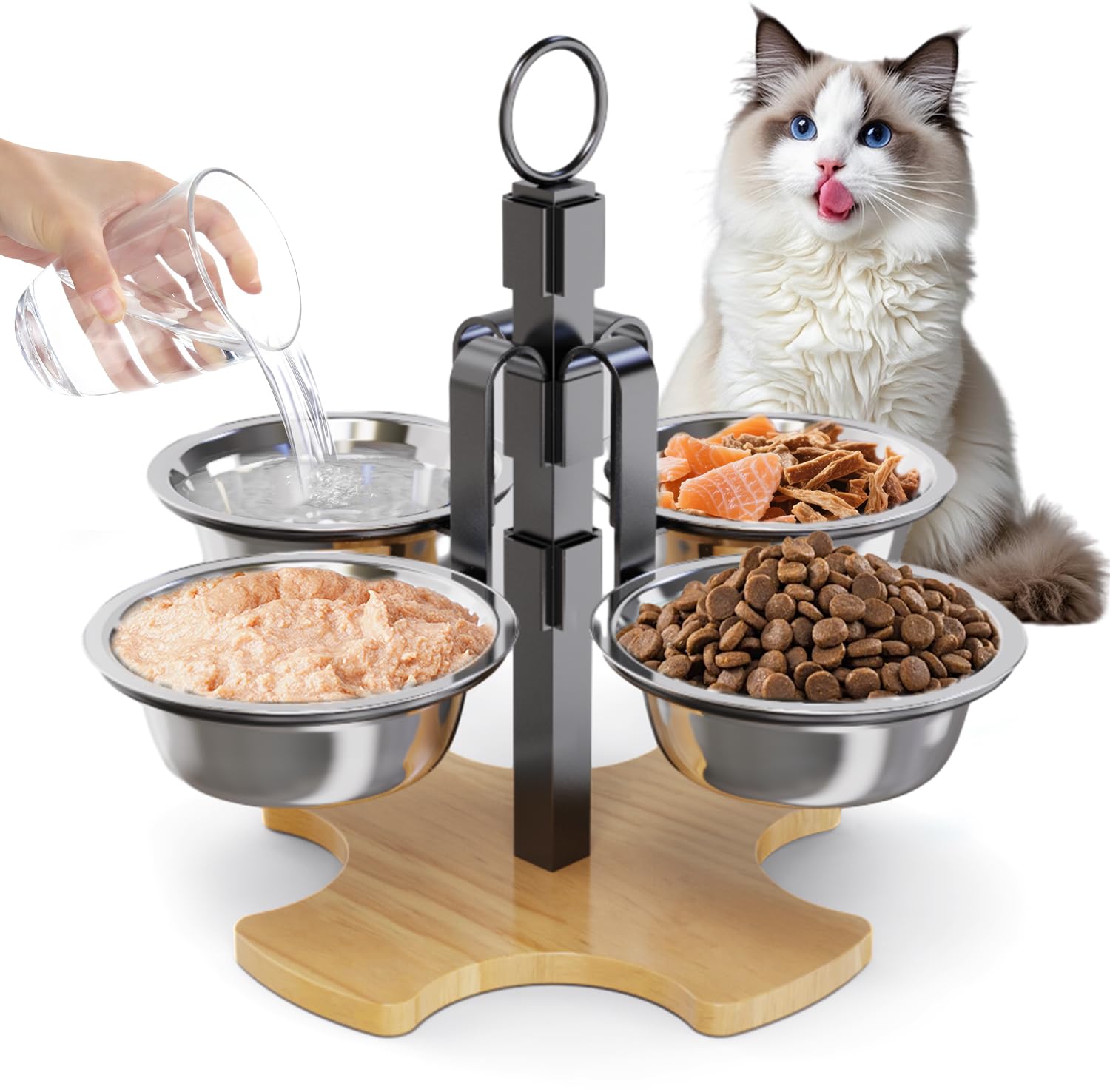 CILXGQLN elevated cat bowls stand offers stable multi pet dining setup