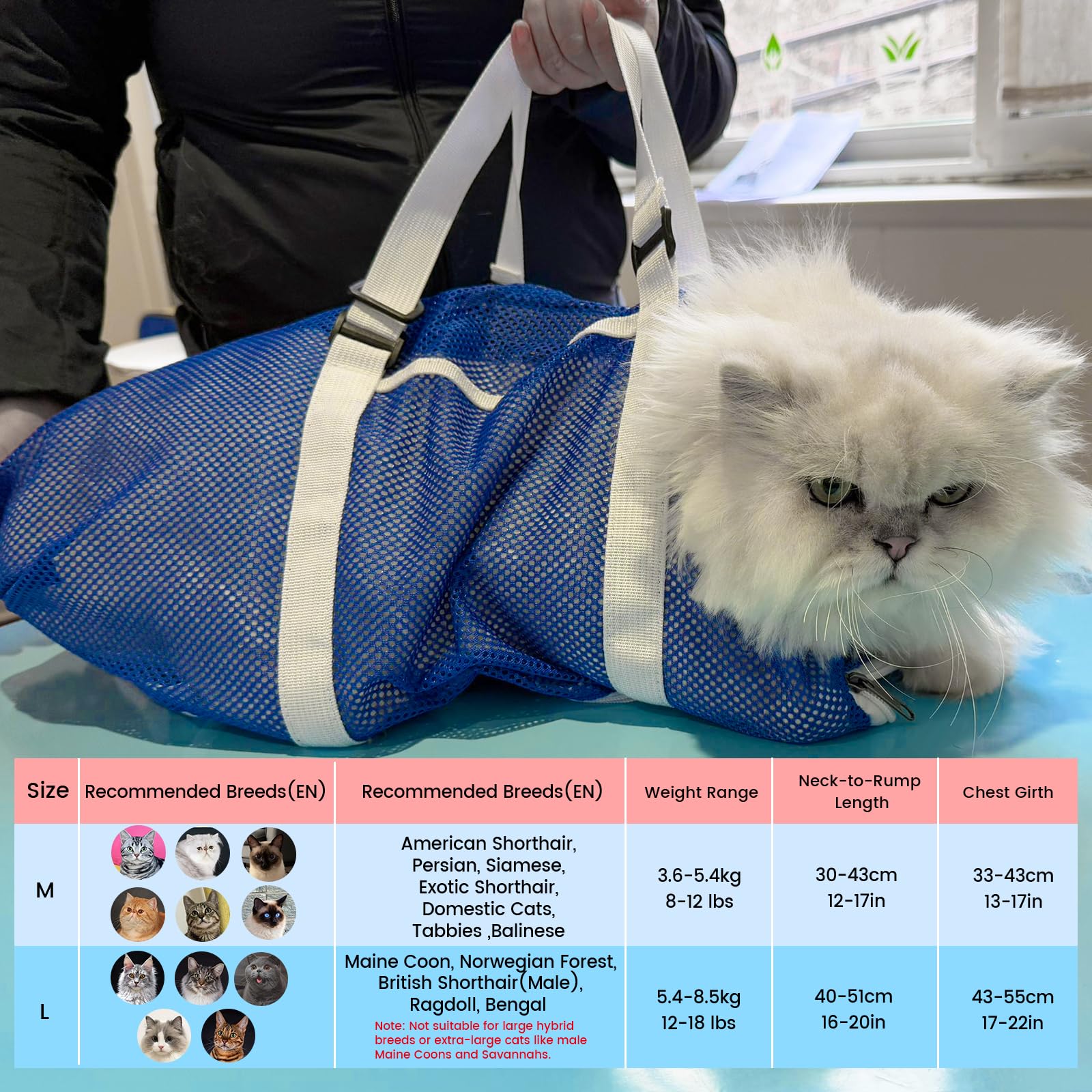 Cinf blue cat-inside view emphasizes safe containment during baths.