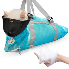 Cinf cat bathing bag entry-exit zippers for easy in and out.