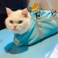 Cinf cat bathing bag light blue coverage for full-body washing and quick drying.