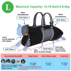 Cinf Cat Grooming Bag back zipper access for easy paw grooming.