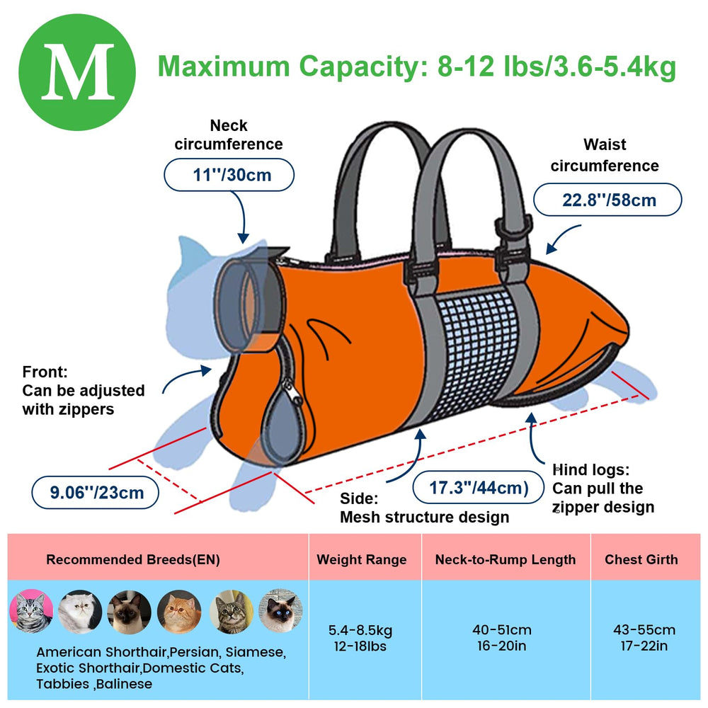 Cinf cat grooming bag multiple zippers for flexible grooming