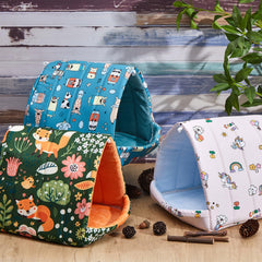 Cinnvoice four-pack comfort shelters with bright forest patterns.
