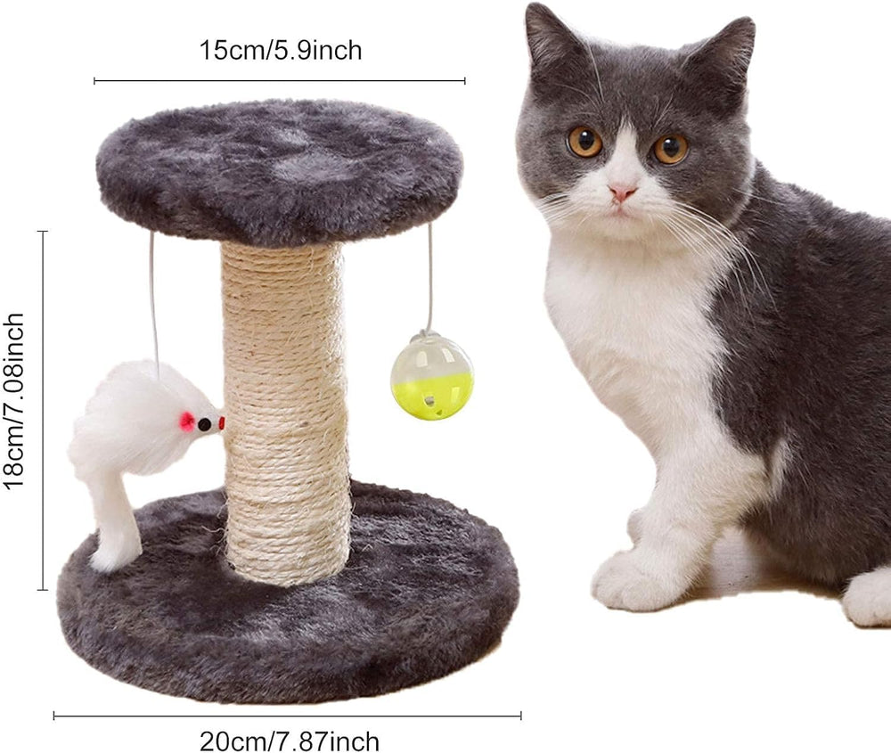 Cisila natural sisal cat tree with plush ball grey