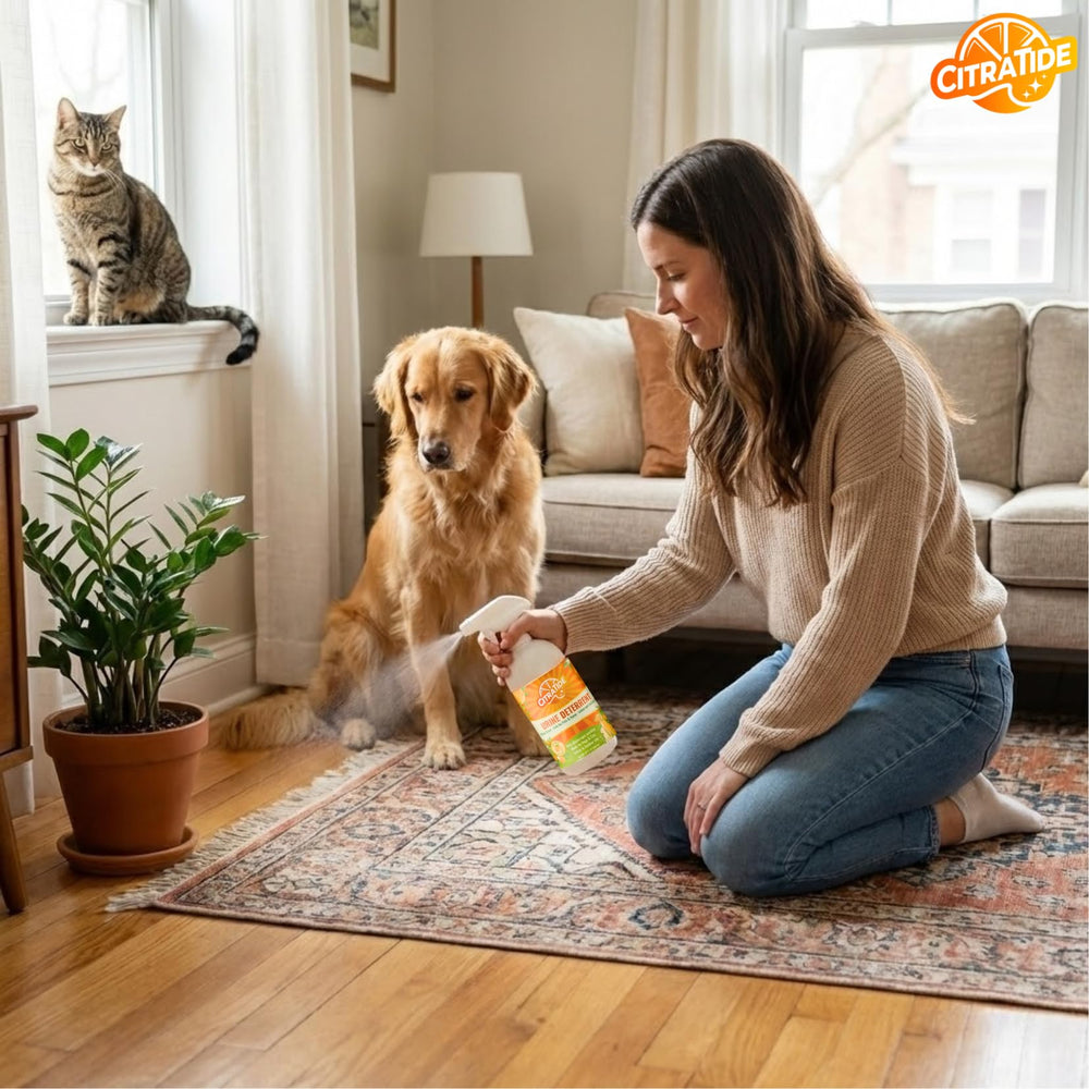 Citratide on carpets and rugs shows floor-friendly odor control.