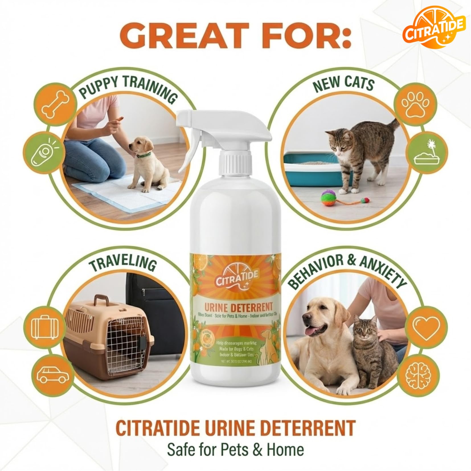 Citratide natural citrus cedarwood scent image emphasizes a fresh, pet-friendly home.