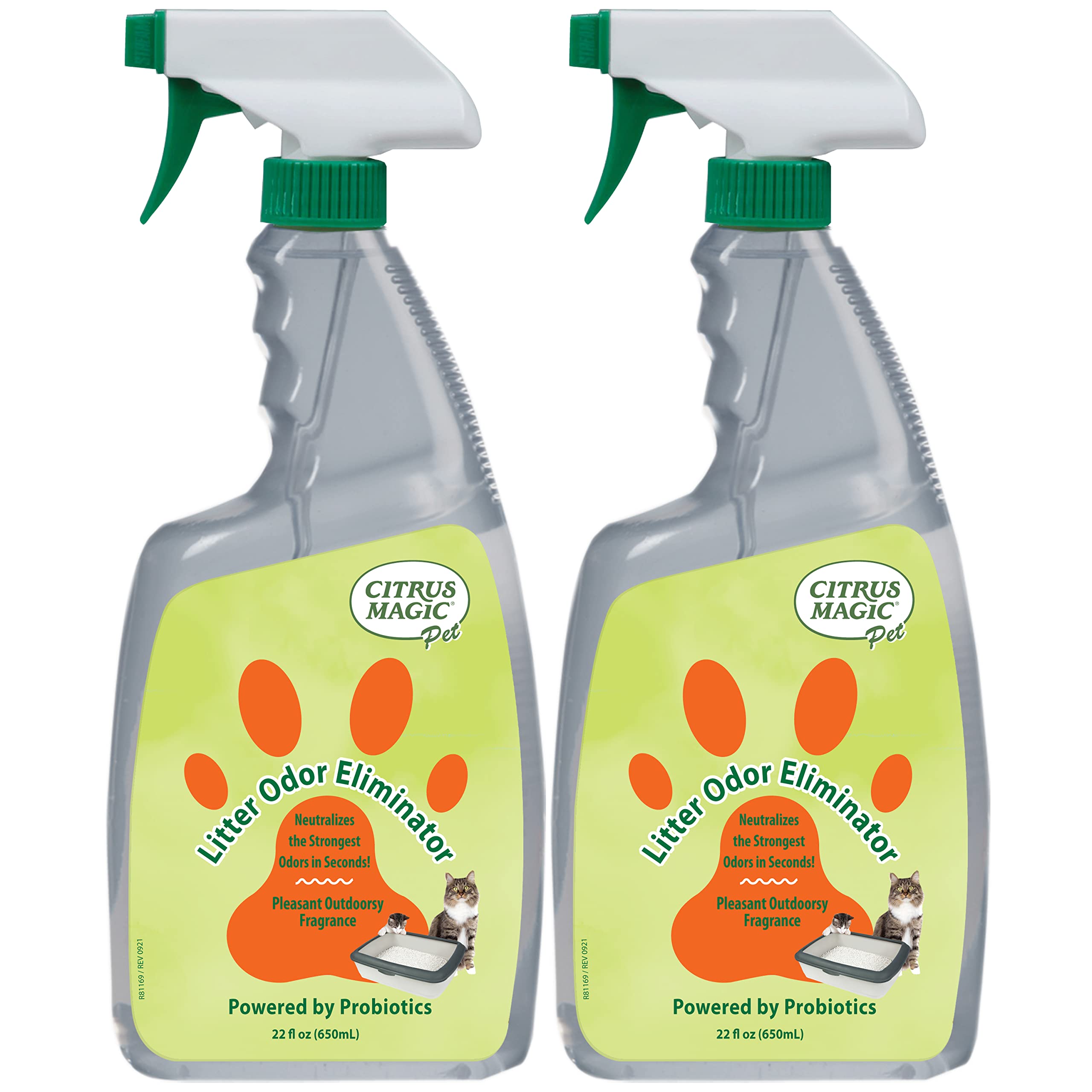 Citrus Magic probiotic litter odor eliminator spray bottle for immediate odor control in cat litter