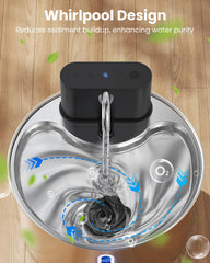 Cityflee water fountain whirlpool design keeps water moving for freshness.