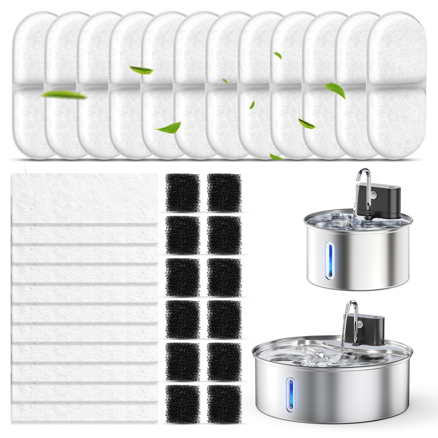 CityFlee filter set with carbon, sponge, and cotton for clean, tasty water for pets.