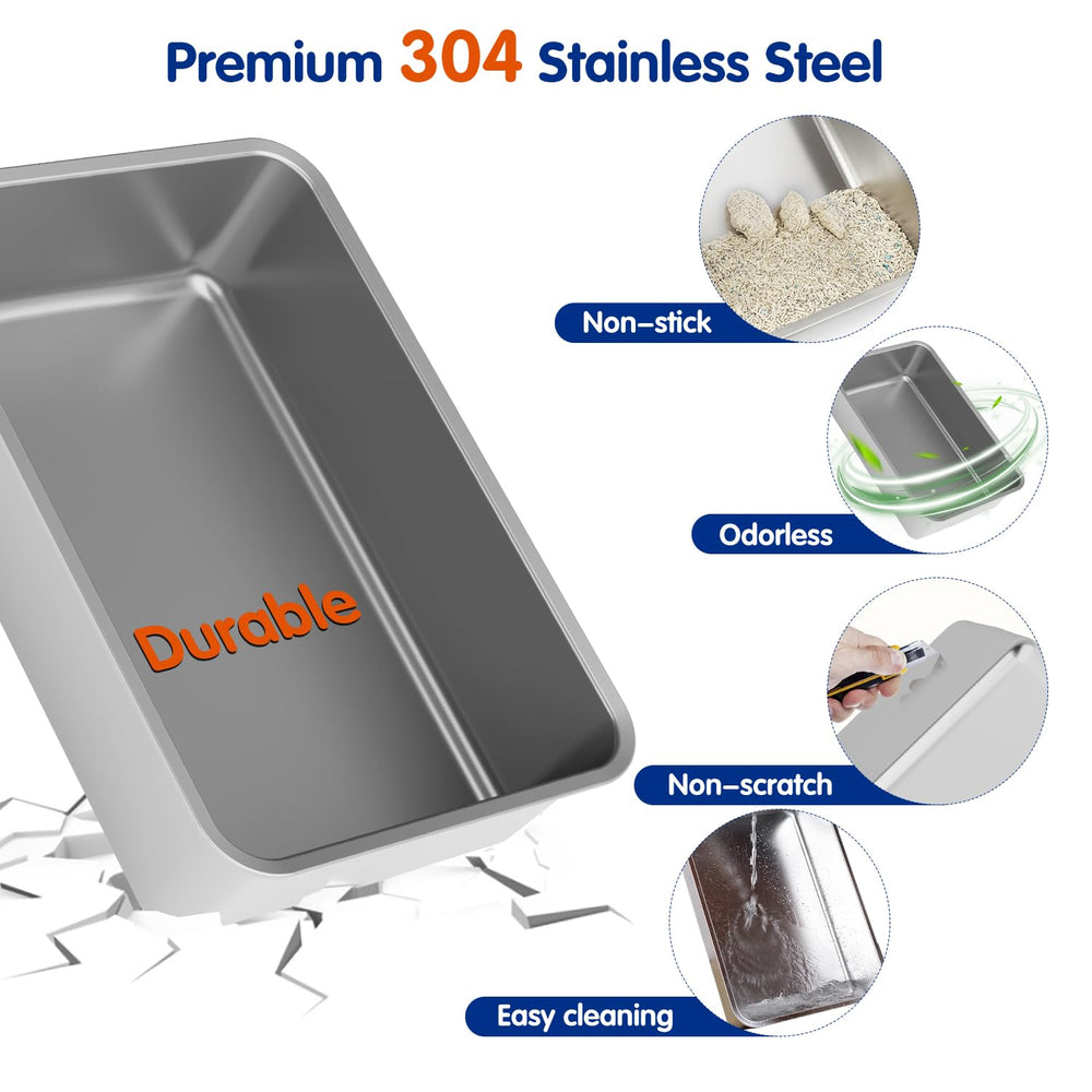 Citylife stainless steel litter box with 3-layer filtration for odor management.