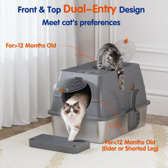Citylife stainless steel litter box with detachable shells for flexible privacy options.