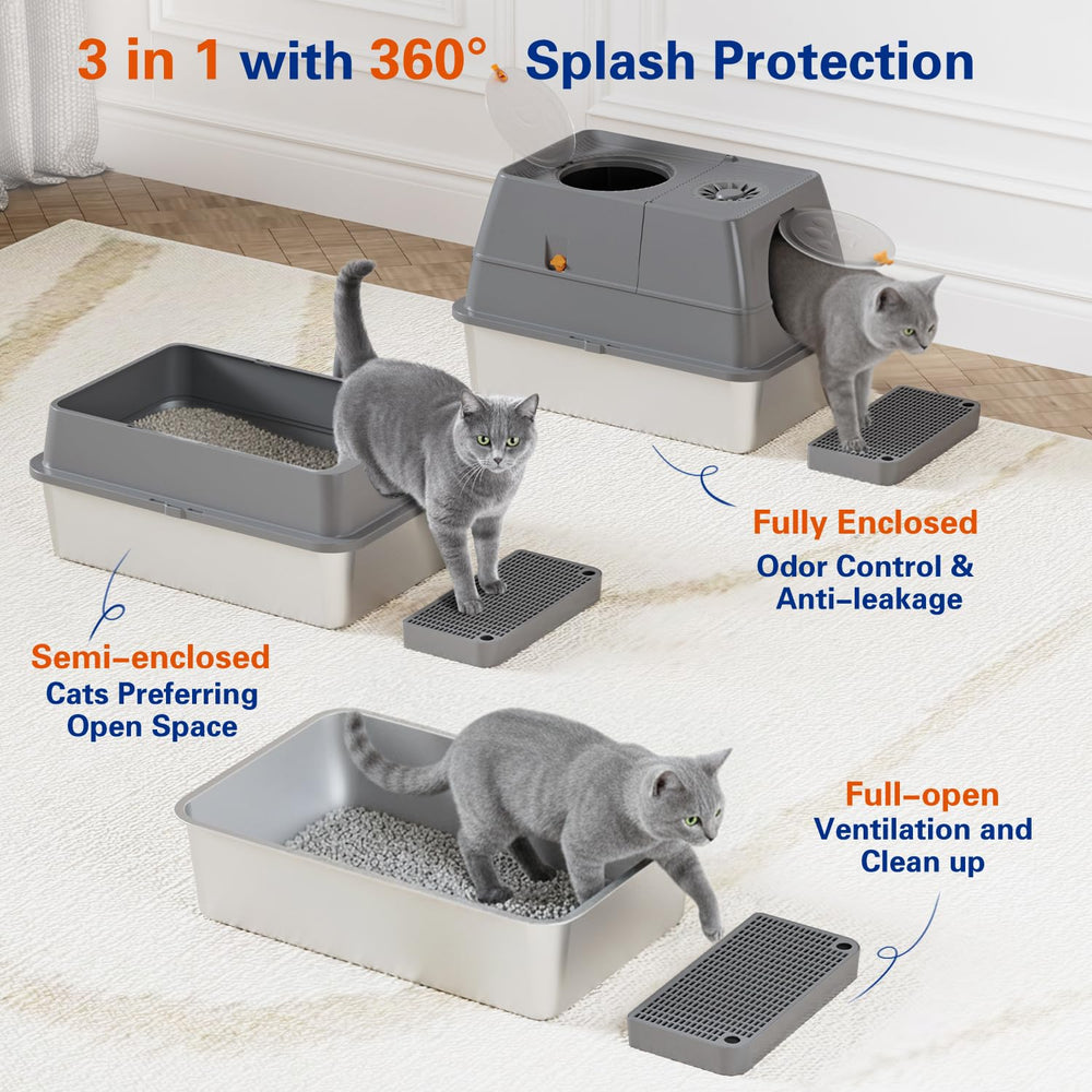 Citylife stainless steel litter box with dual-entry and steps supports easy access for seniors.