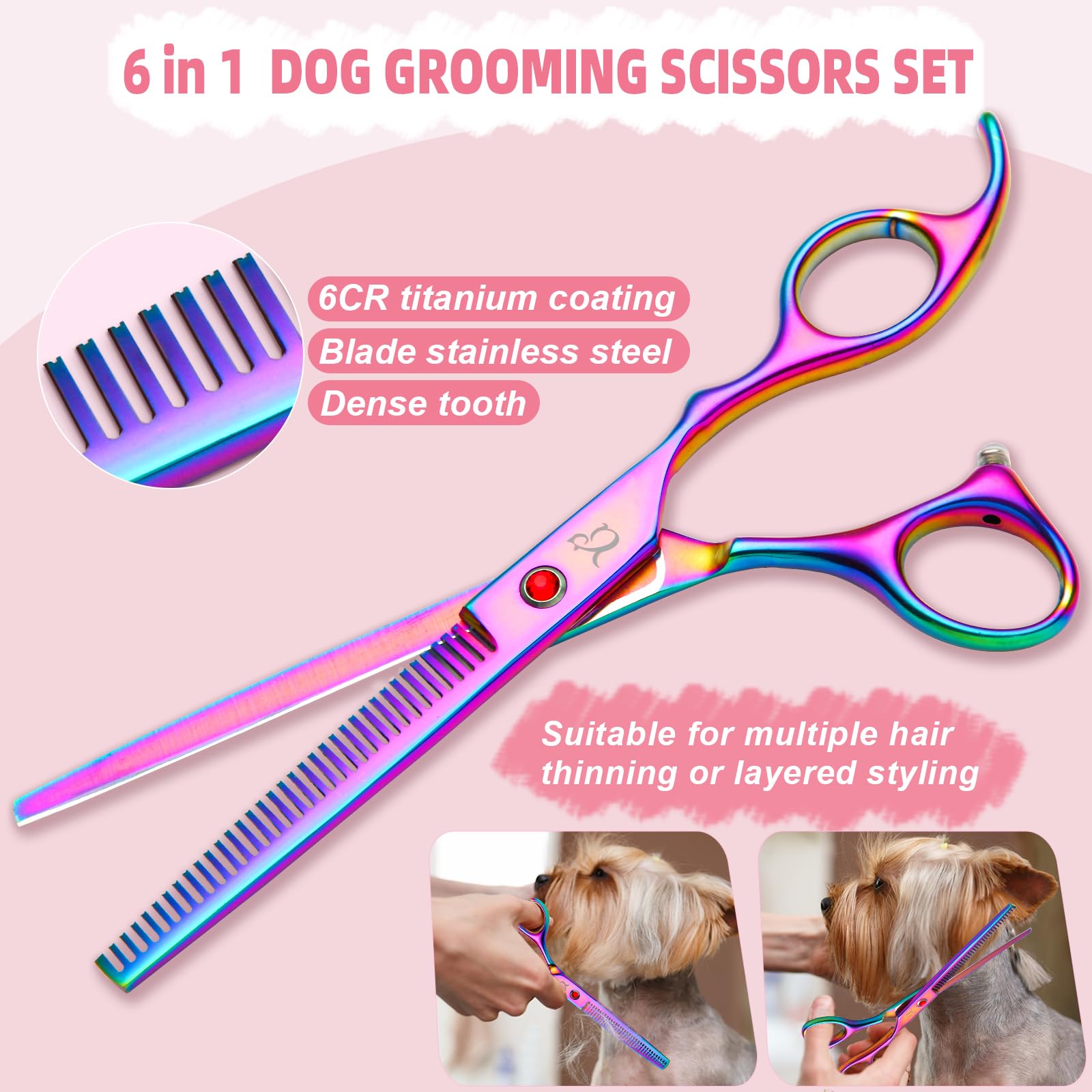 Citywish curved fishbone scissors for precise dog coat shaping