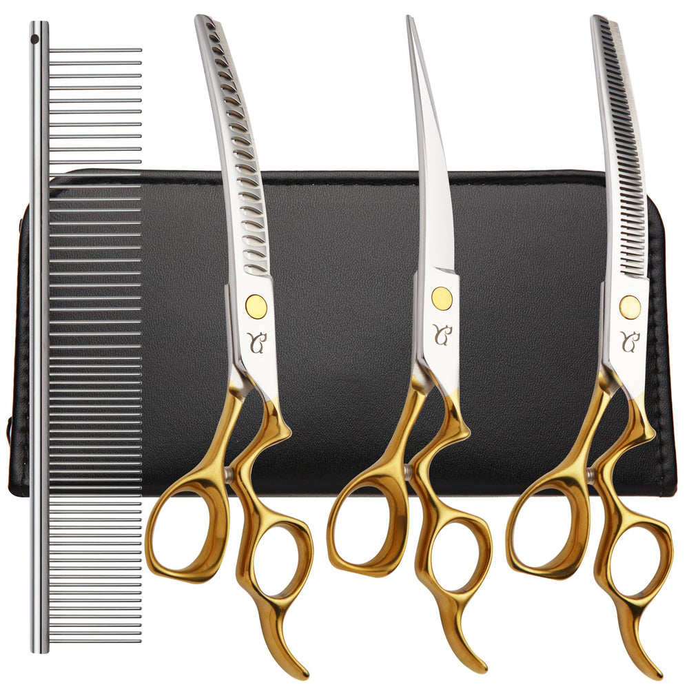 Citywish curved dog grooming scissors for precise shaping and safety