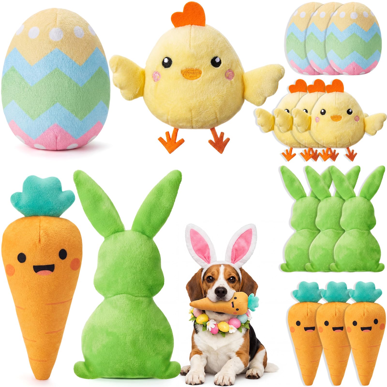 Civaner Easter squeaky bunny toy for small dogs, engaging fetch and gentle chewing.