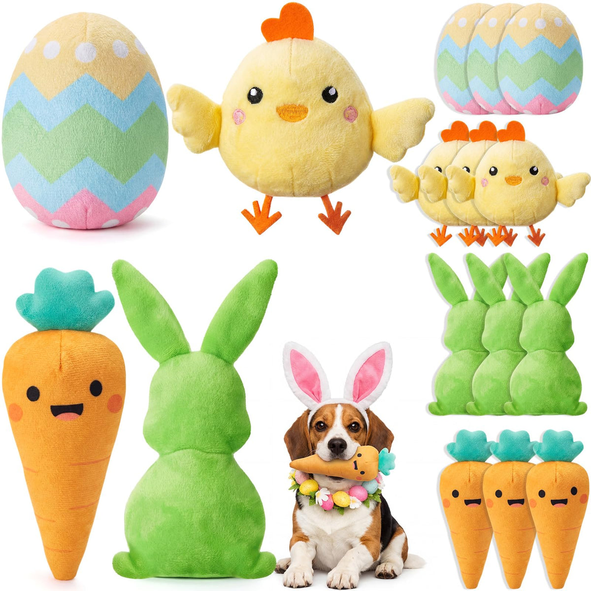 Civaner Easter squeaky bunny toy for small dogs, engaging fetch and gentle chewing.
