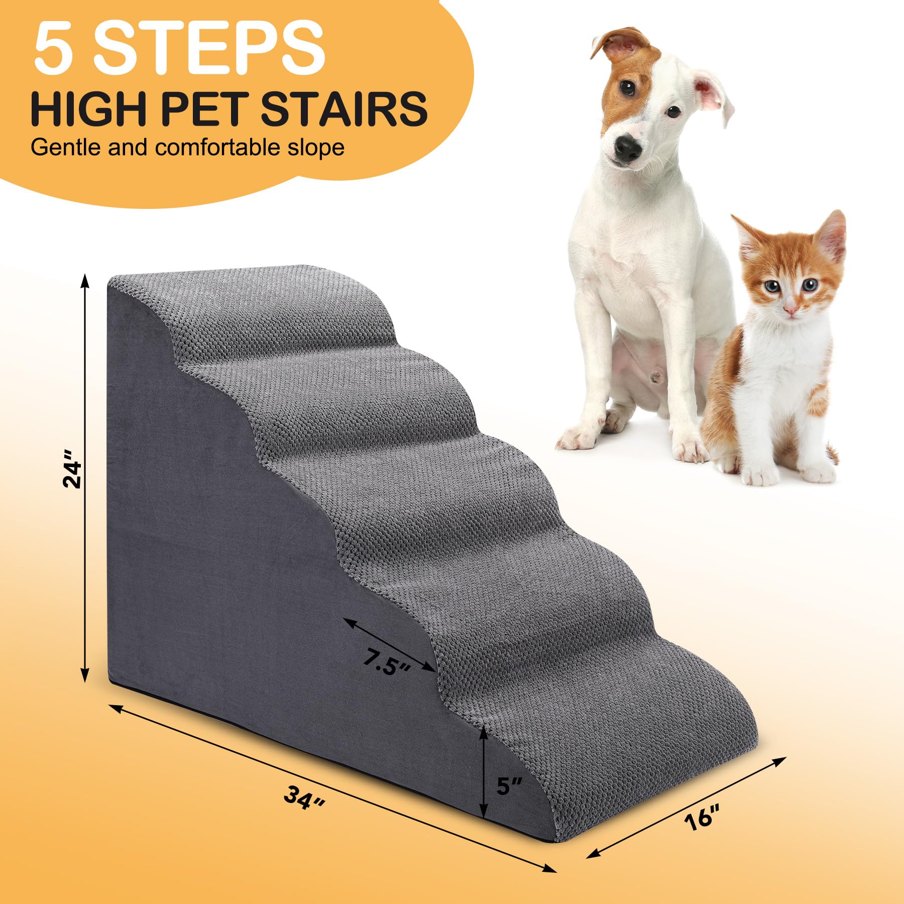 CiWiVOKi anti-slip bottom keeps stairs steady on carpet or wood floors.