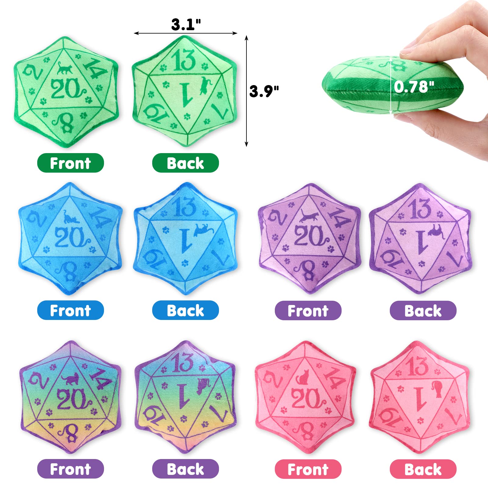CiyvoLyeen D20 catnip dice green toy encourages chasing and teething.