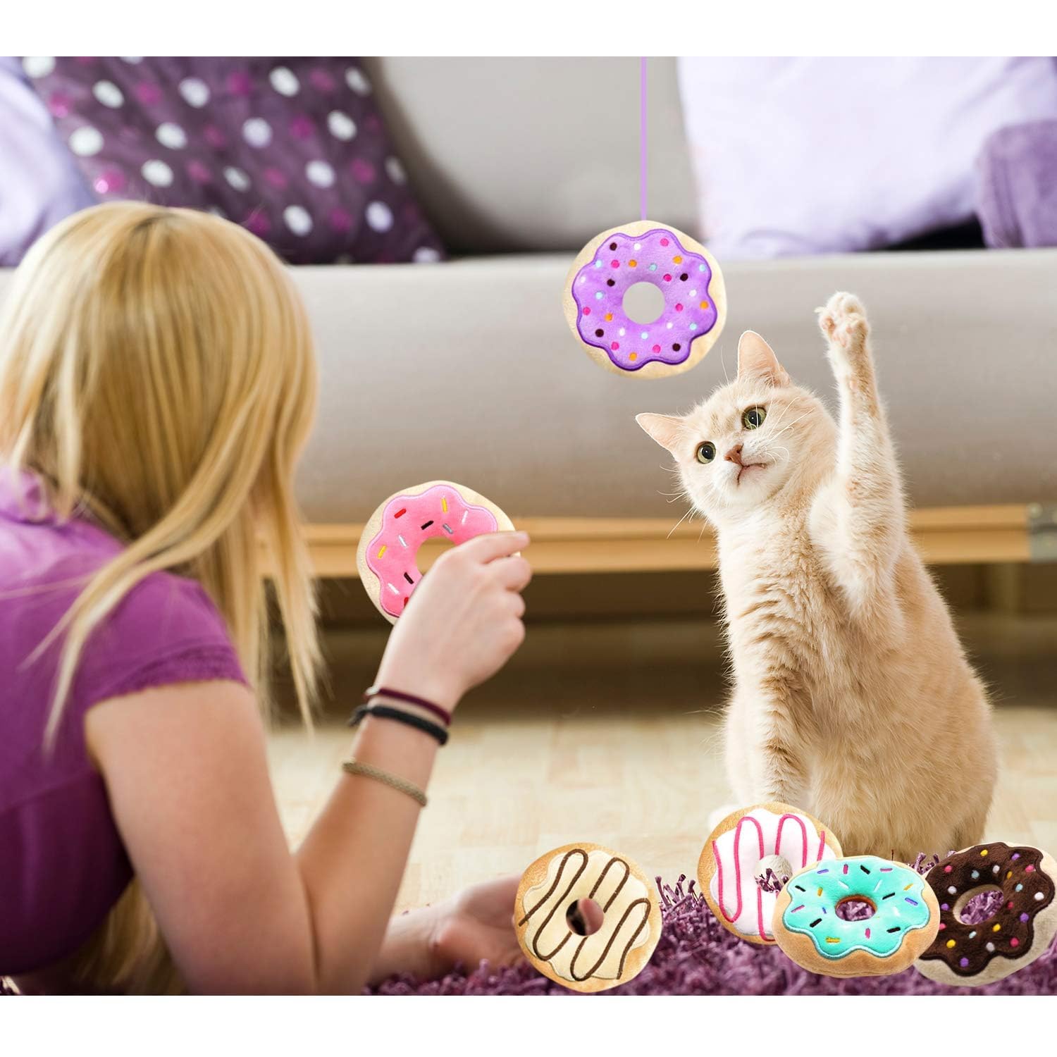 CiyvoLyeen donut catnip toy shown as a birthday gift idea.
