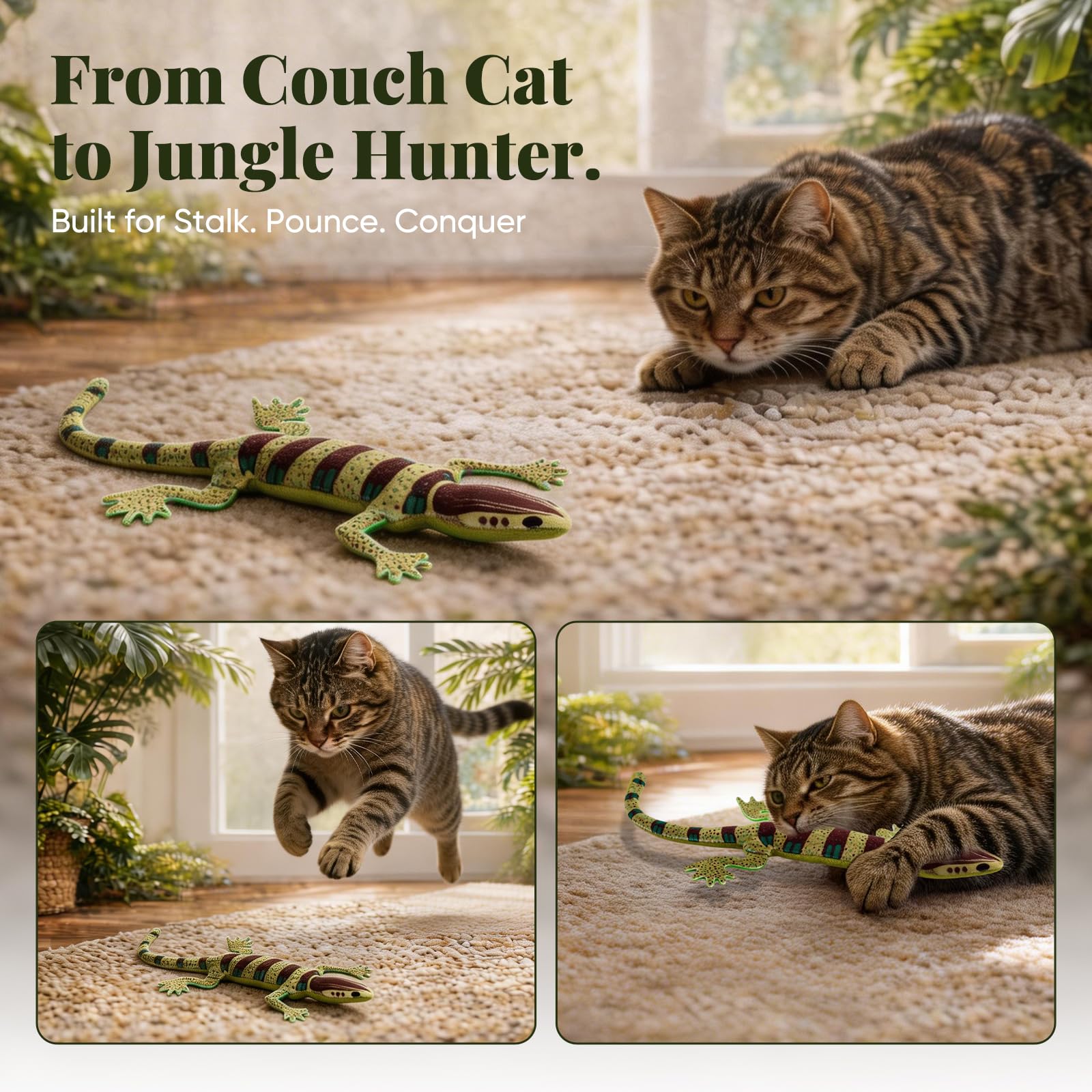 CiyvoLyeen lizard catnip toy supports multi-cat play, helping gather attention and activity together.