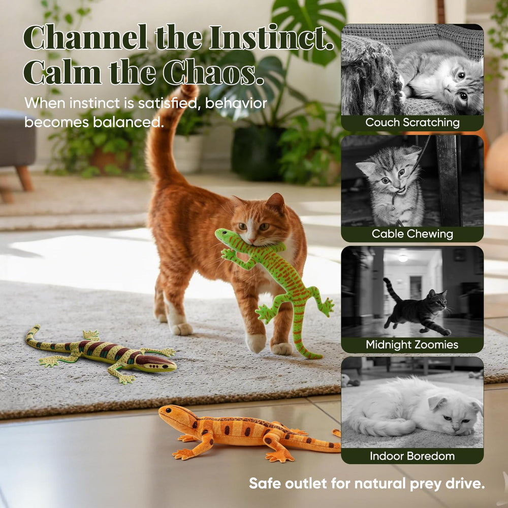 CiyvoLyeen lizard catnip toy in soft plush appeals to gentle chewers and playful pounces.