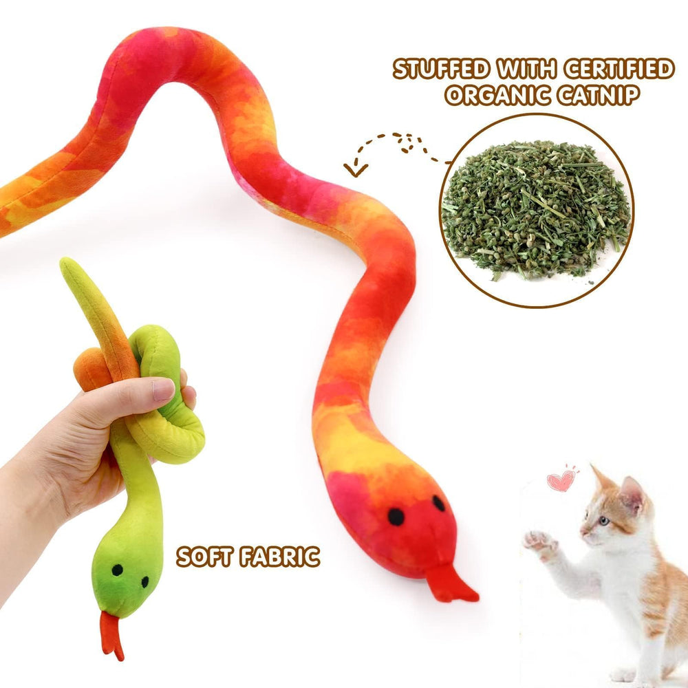 CiyvoLyeen snake cat toy close-up showing soft fabric texture and catnip scent