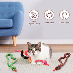 CiyvoLyeen snake catnip toy fully stretched shows length for active play.