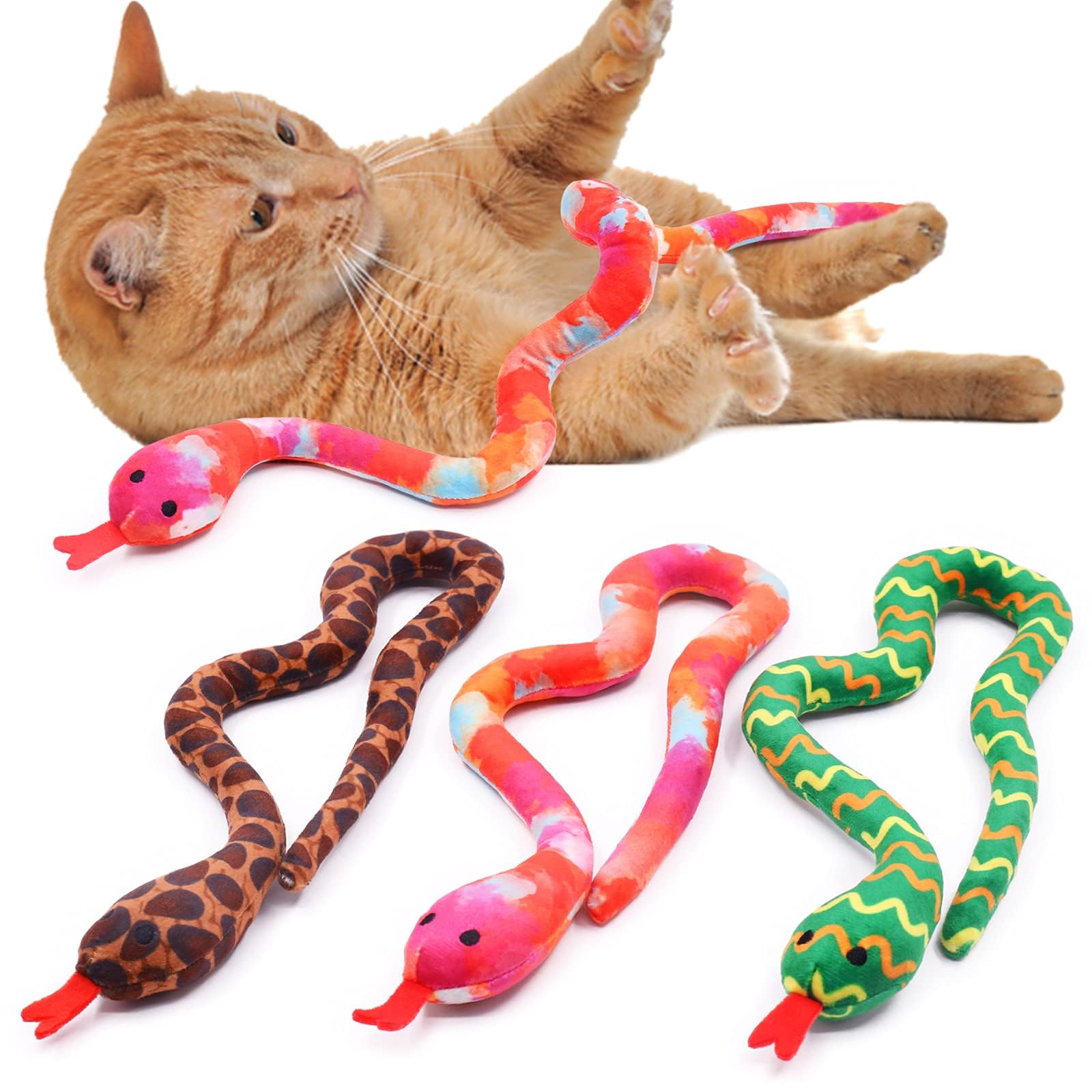 CiyvoLyeen snake catnip toy pack front view for indoor cats.