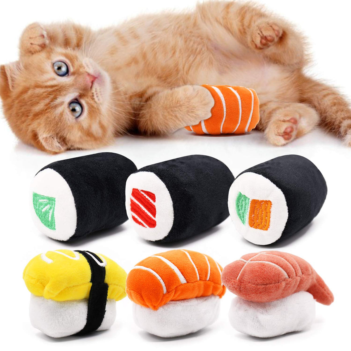 ciyvolyeen sushi cat toy tuna roll for interactive play and dental engagement