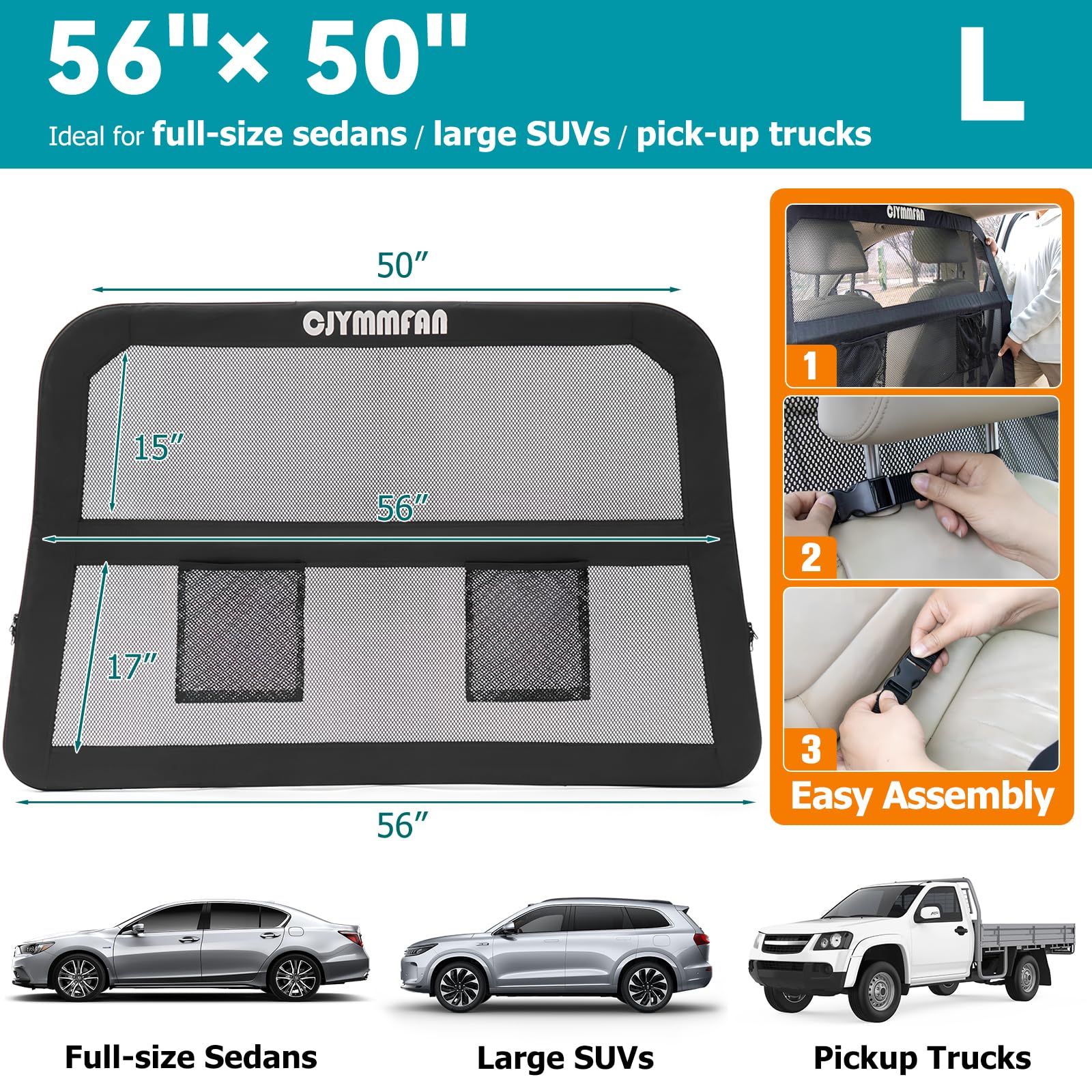 CJYMMFAN barrier ideal for cargo zones during road trips and delivery runs.