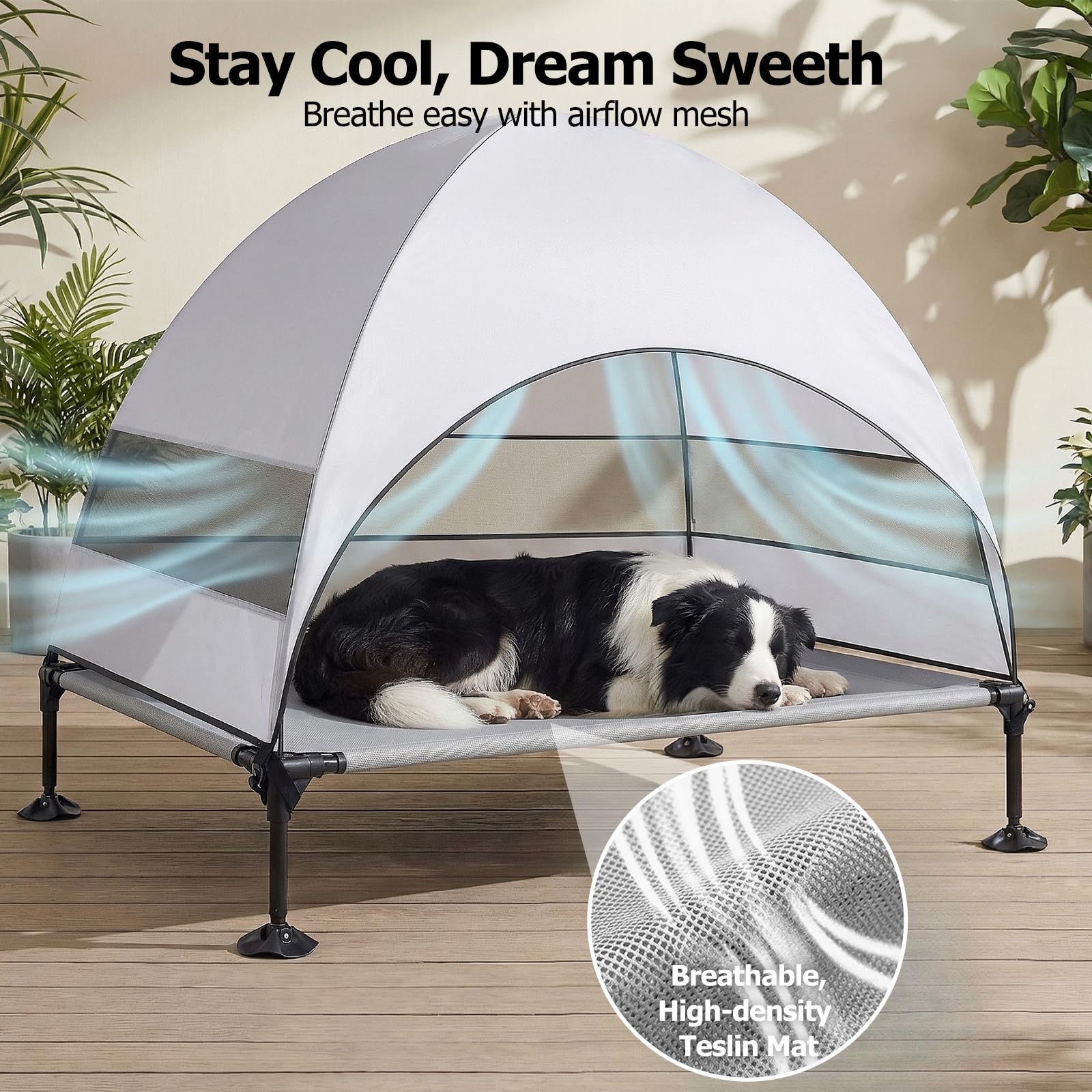 CJYMMFAN easy-assembly outdoor bed with step-by-step video guide.