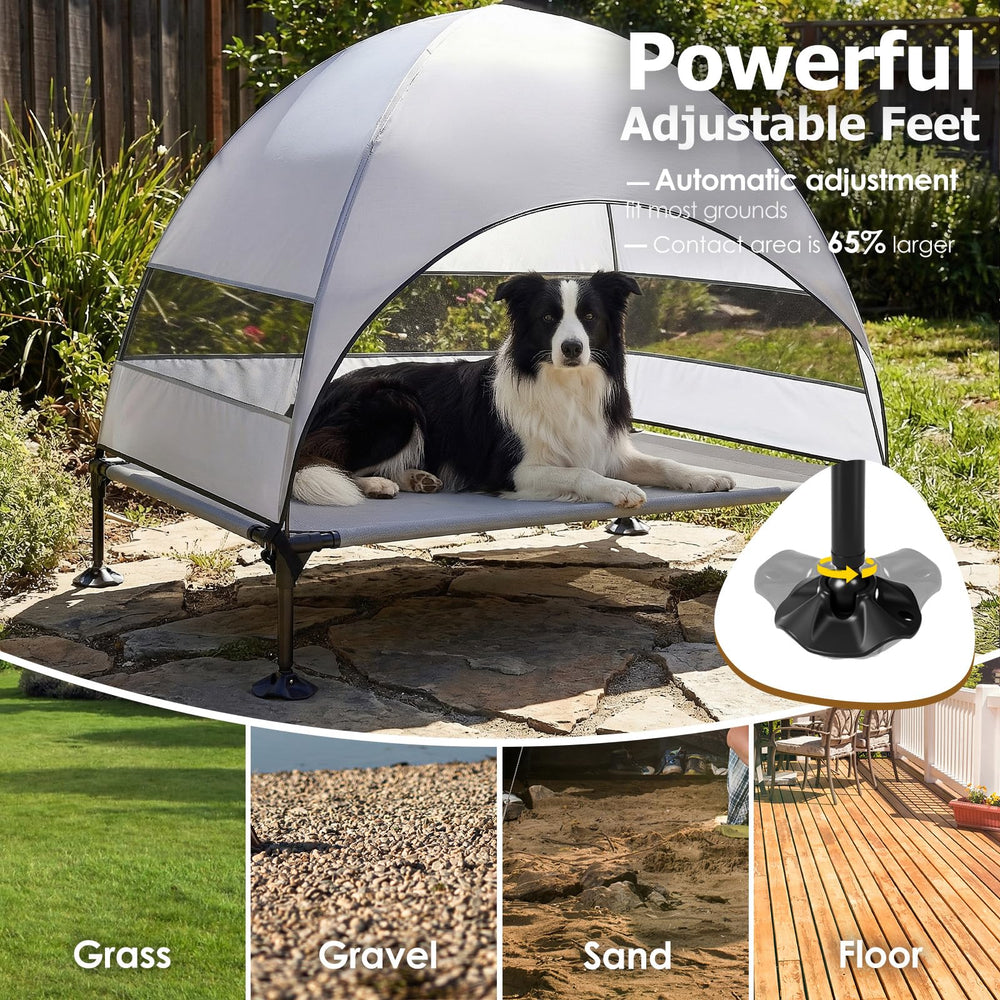 CJYMMFAN outdoor dog bed canopy upgrade providing ample shade.
