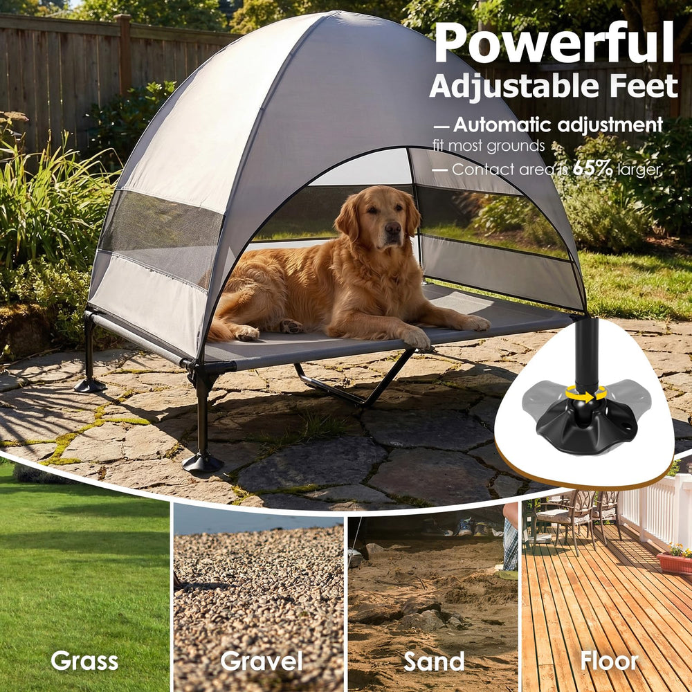 CJYMMFAN outdoor dog cot with mesh ventilation improves airflow on hot afternoons