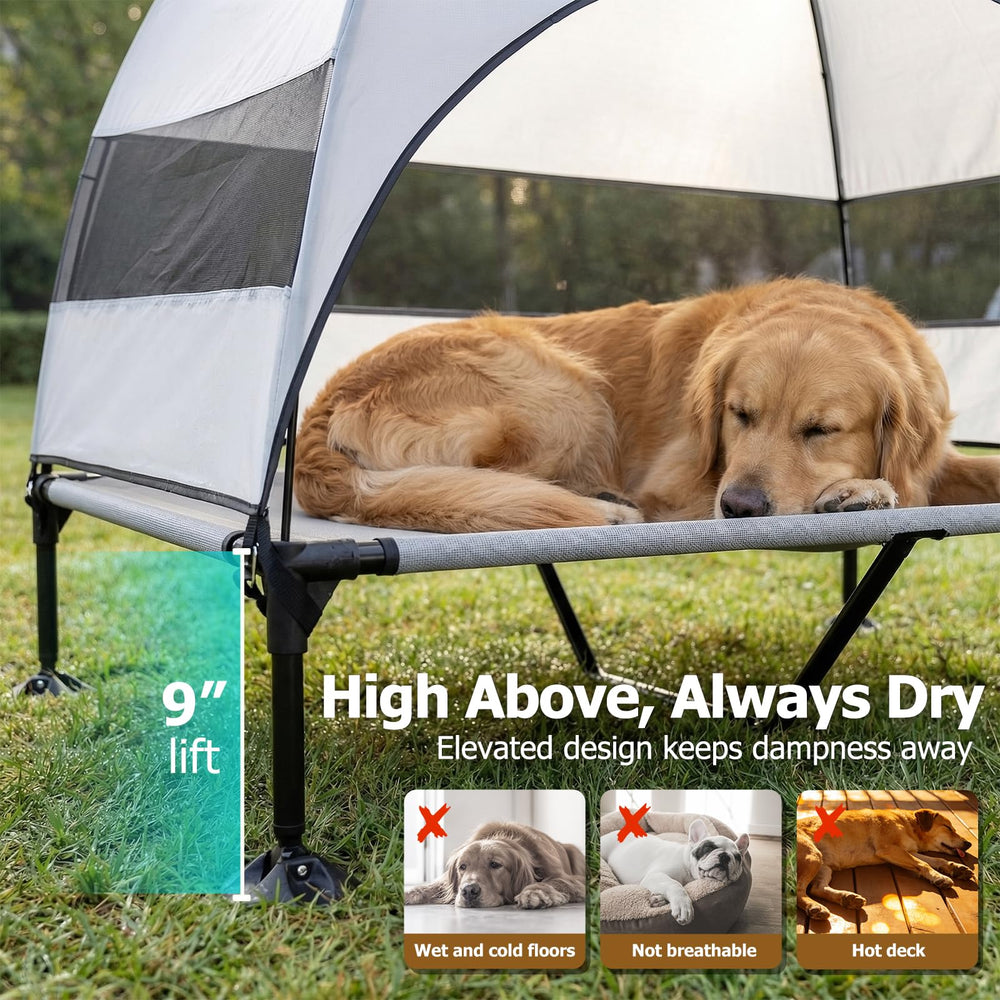 CJYMMFAN waterproof canopy blocks sun and light rain while staying taut in wind