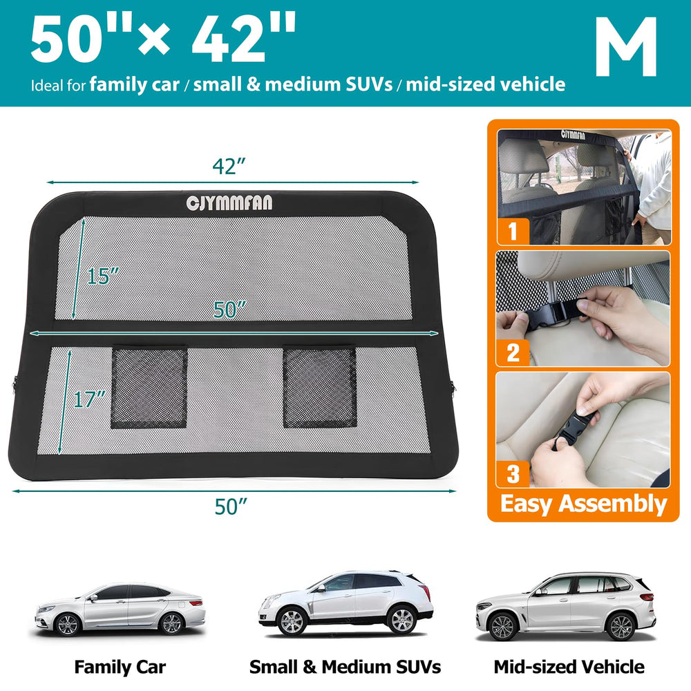 CJYMMFAN barrier for car keeps pets contained during road trips.