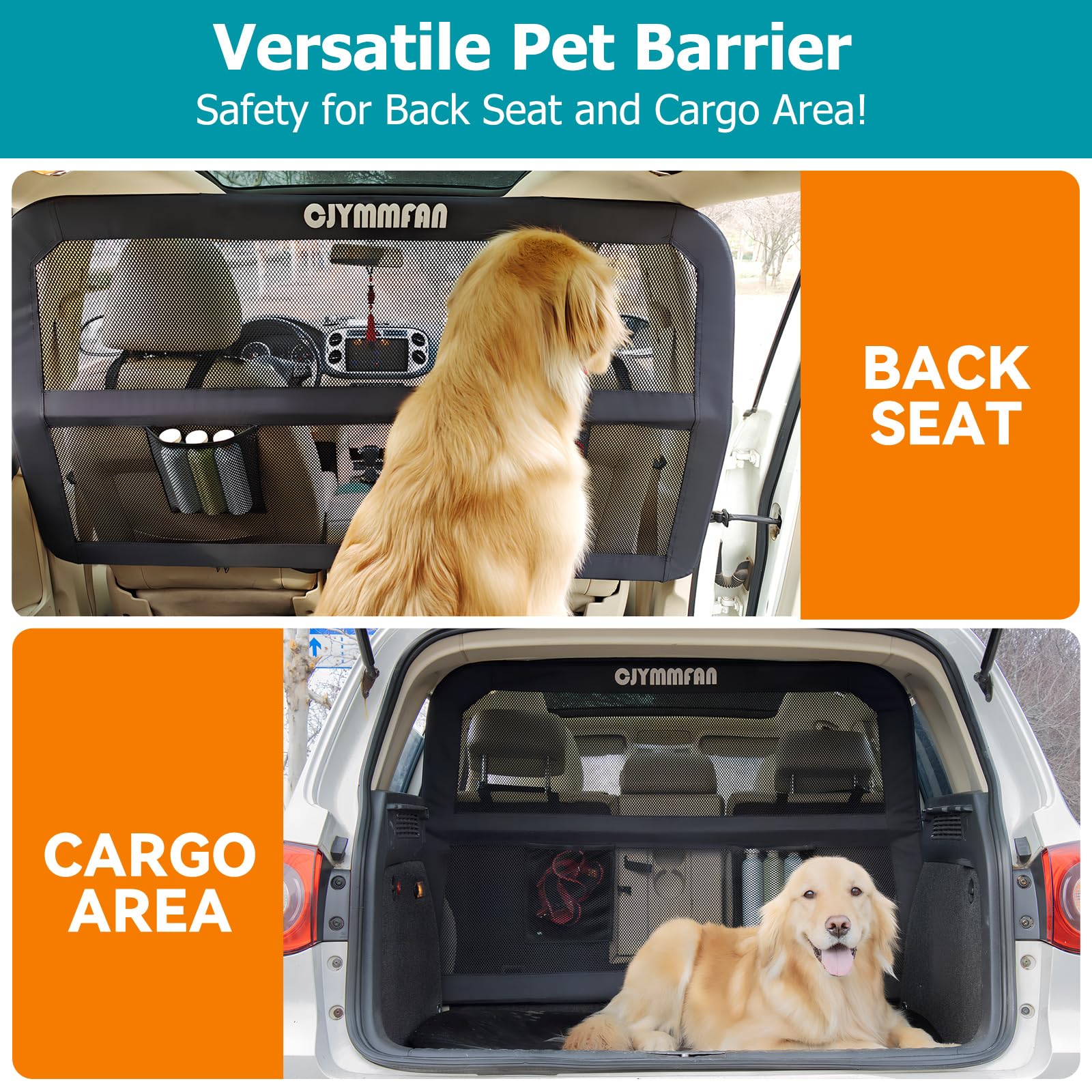 CJYMMFAN dog barrier with metal frame ensures sturdy separation.