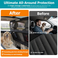 CJYMMFAN barrier-wide-coverage net protects back seat and cargo area.